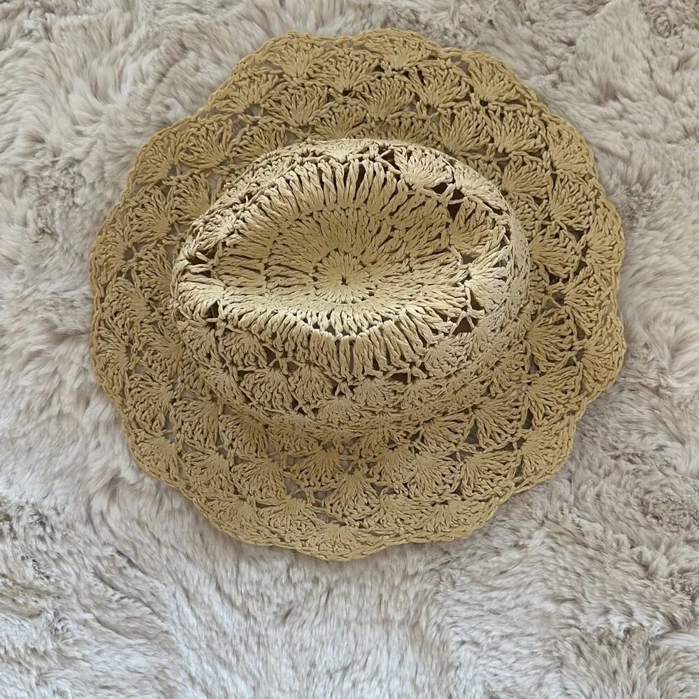 Janie and Jack Crochet Straw Sun Hat Size 4/5